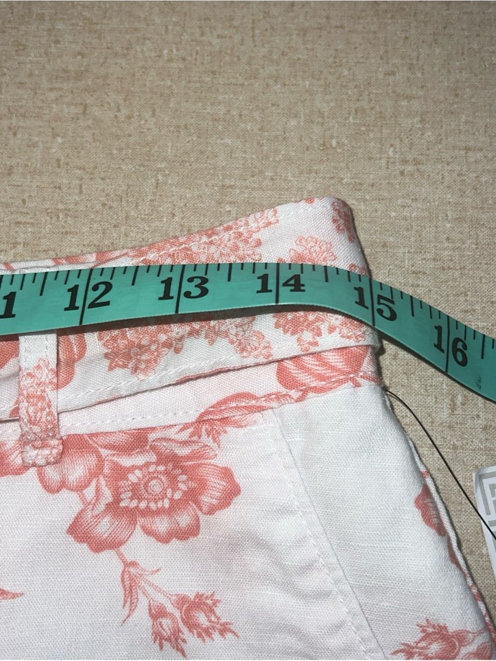 New W/T Liz Claiborne Coral White Floral Linen Blend A Line Skirt Women's Sz 4 - Picture 6 of 7